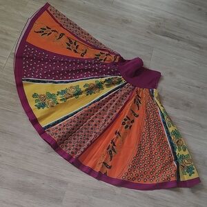 Skater Skirt Vibrant Floral Cotton Midi Size Small